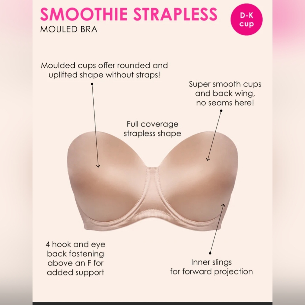 NEW Curvy Kate Smoothie Strapless Bra Sz 38G (UK 38F) In Latte Beige - Picture 3 of 8